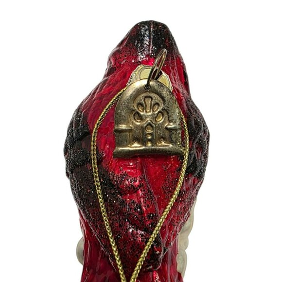Vintage Thomas Pacconi Red Cardinal Glass Christmas Ornament Bird Floral Holiday - Picture 4 of 9